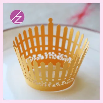 

50pcs/lot Unique Fence cupcake wrapper, laser cut muffin cup cake cups wrappers pearl paper wedding party decoration supplies