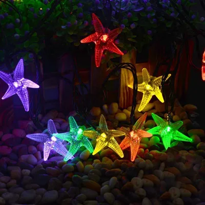 6,5 метров 30 светодиодный s Морская звезда светодиодный солнечный свет для свадьбы украшения сада Рождественская струнная лампа Наружное праздничное освещение - Испускаемый цвет: Multicolor