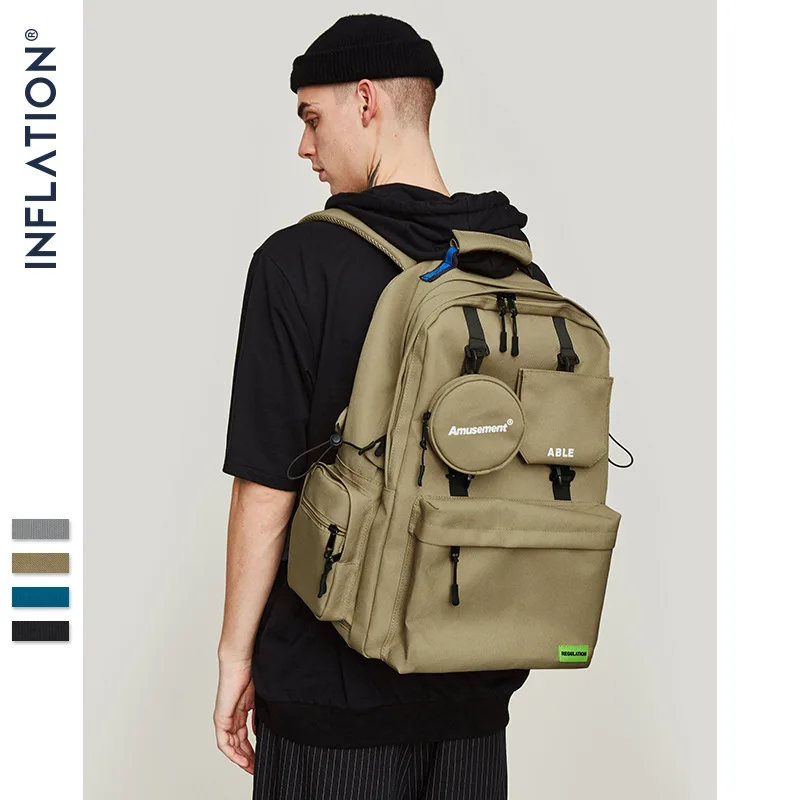 Goede INFLATIE Mannen Rugzak 2019 Schoudertas Mannelijke Mode Reizen Rugzakken Fashion Street Style Rugzak Laptop Tassen Effen 205AI2018