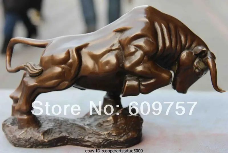 

Chinese Folk Copper Bronze Feng Shui Lucky Wealth Cattle bull Wild ox Statue Bull Ox gift art 100% Genuine copper
