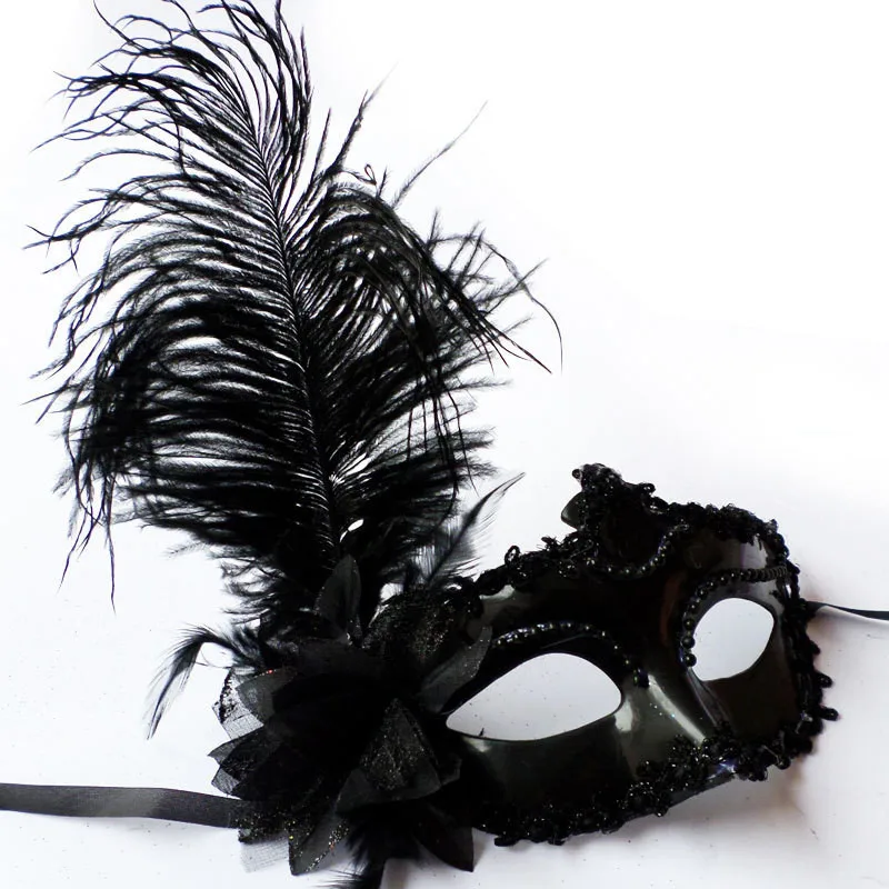 Маскарадная маска с перьями, Женская Черная кружевная маска для лица, маскарадные Вечерние Маски на выпускной, Хэллоуин, Вечерние Маски, Прямая поставка