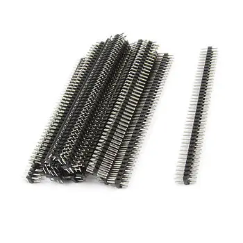 

2.54mm Pitch 80 Pins Double Row Male Pin Header Black 20 Pcs