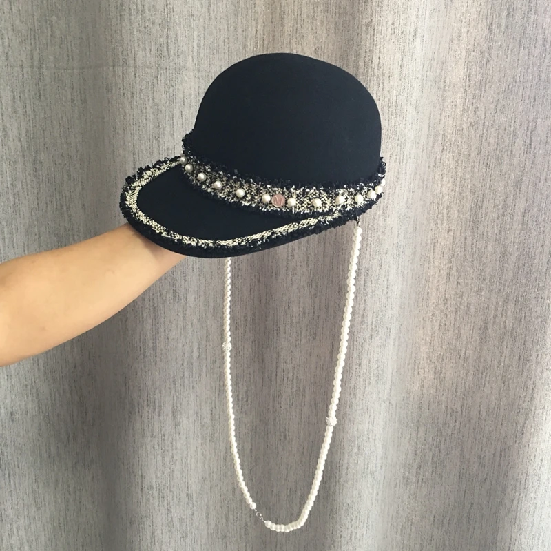 

New winter cloth equestrian female fashion elegant cute little black baseball cap hat joker