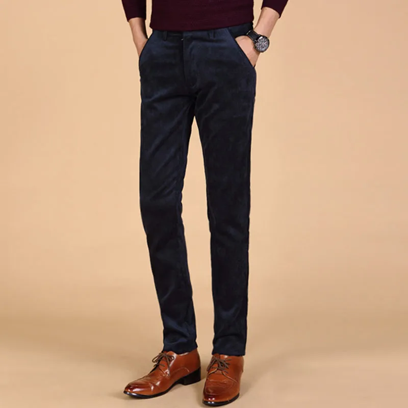 Мужские осенние и зимние мужские повседневные брюки вельветовые зимние мужские брюки свободного кроя с талией эластичные вельветовые