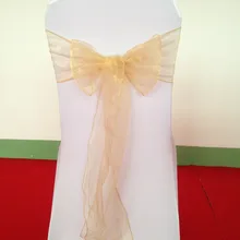 100 шт./лот светло-Золотая лента на стул из органзы стул лук для вечерние украшения