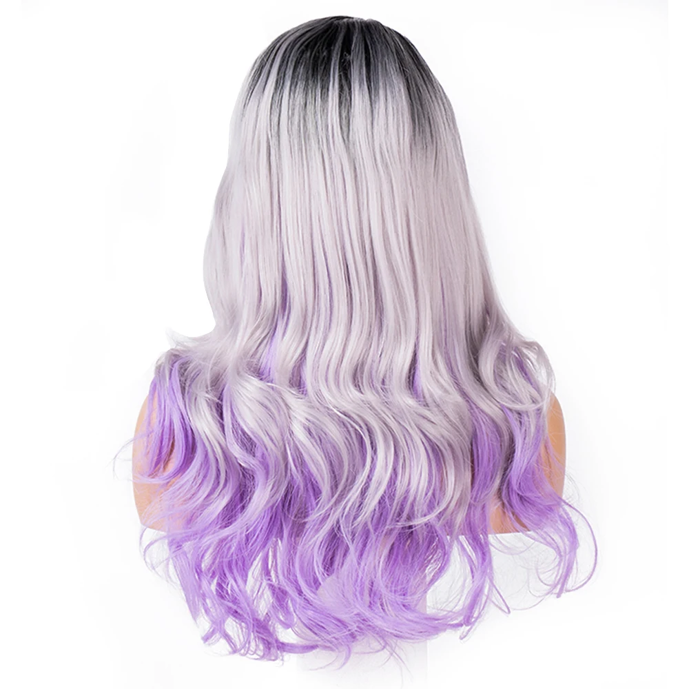 BESTUNG фиолетовый Ombre корковые парики для черный для женщин Синтетические длинные завитые натуральные волосы косплэй Искусственные парики