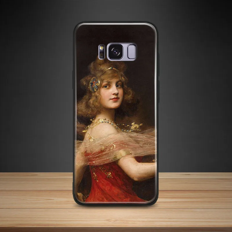 

Famous art oil painting gir Soft Silicone Phone Case Shell Cover For Samsung S7 Edge S8 S9 Plus Note 8 9