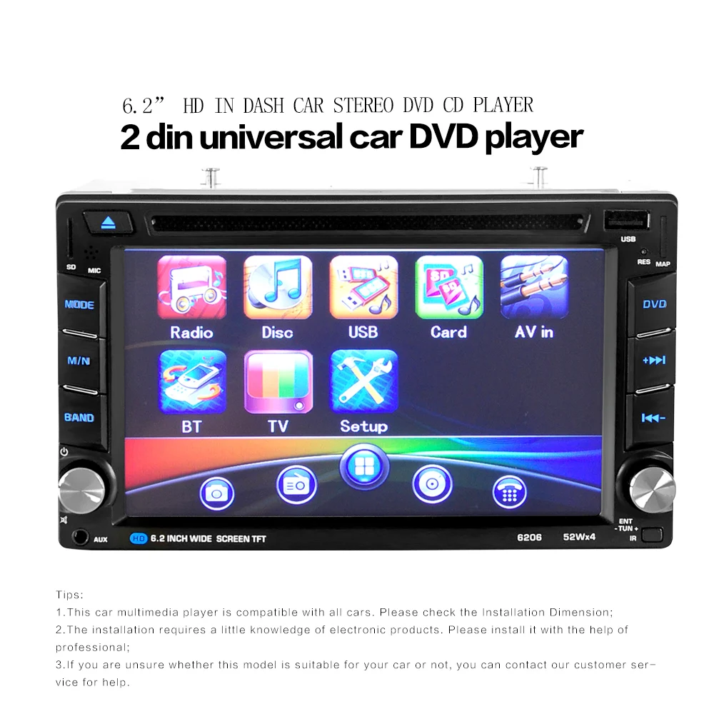 Best universal 2 din car  stereo 6.6 inch stouch screen FM radio GPS navigation Multimedia MP5 DVD player with camera remote control 0