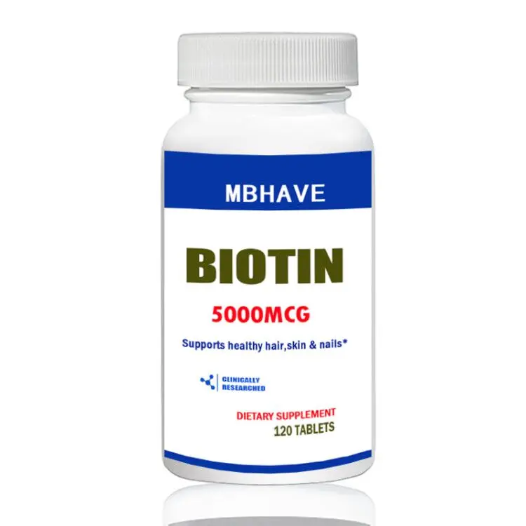 Biotin 5000 mcg 120 таблеток Максимальная прочность для кожи и ногтей