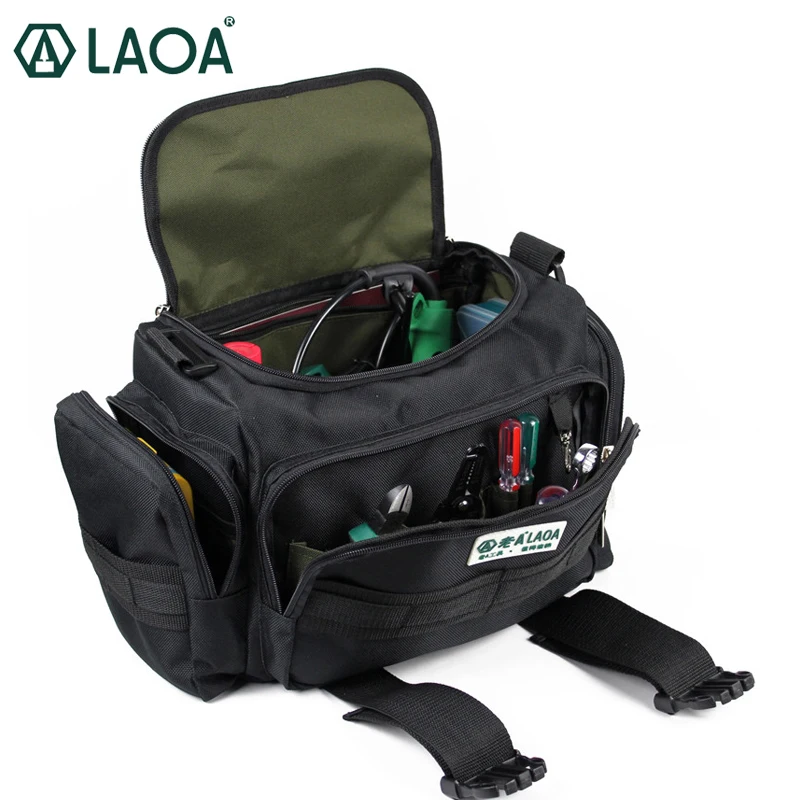 LAOA 15 дюймов двухслойная сумка для инструментов, водонепроницаемая сумка для ремонта электрика, сумка на плечо, сумка для путешествий, Оксфорд, износостойкая сумка