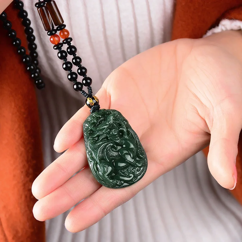 Hetian jadeite pendant men's lucky wealth stone pendant natural stone