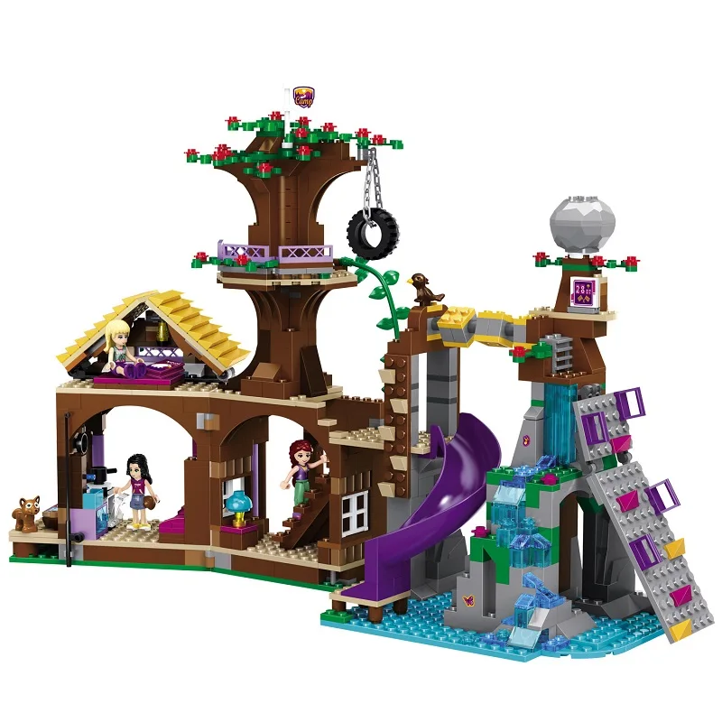 Продажа 875 шт., игрушки для детей с изображением дома на дереве и лагеря приключений, совместимы с городскими строительными блоками, фигурки для дево...