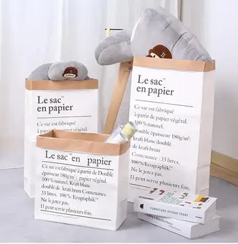 

Nordic ins kraft paper storage bag double layer thickening kraft paper bag toys home flower arranging bag