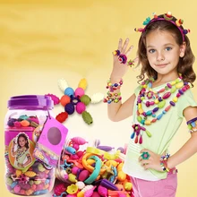 240Pcs DIY Creative Girls Colorful Beaded Necklace Bracelet Ring Cordless Assemble Learning Toys Christmas Kids Fun