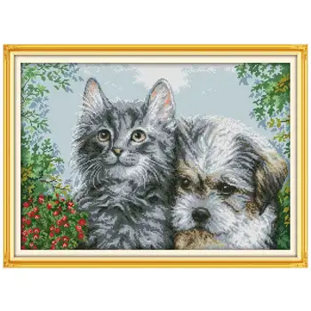 

14/16/18/27/28 Kitten and puppy counted Cross Stitch Cross Stitch Set Wholesale animals Cross-stitch Kit Embroidery