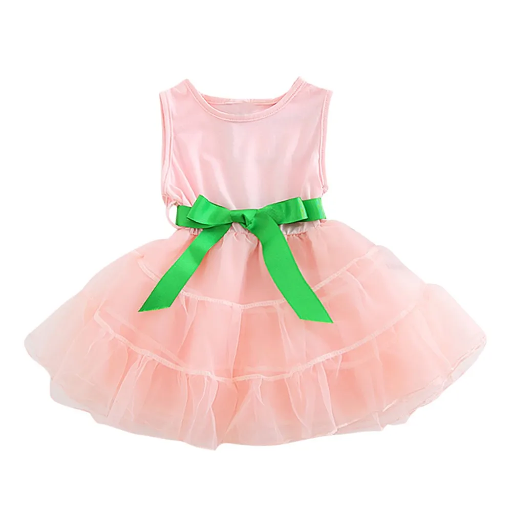 LONSANT Baby Girl Dress Infant Kid Solid Bowknot Yarn Princess Sleeveless lovely Children Girls summer fashion Clothes | Мать и ребенок