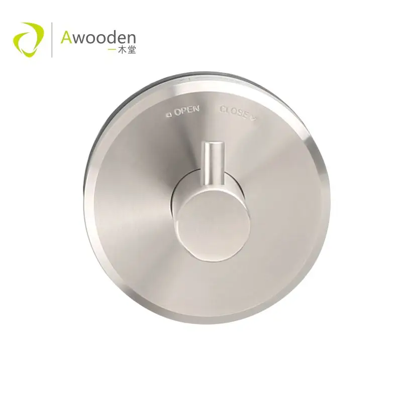 Awooden towel hook self adhesive NO DRILLING vacuum suction cup metal brushed finish for bath toilet kitchen garage storage