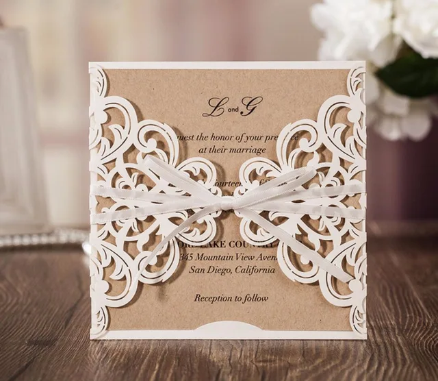 rustic theme laser cut wedding invitation cards birthday party invitation card for party