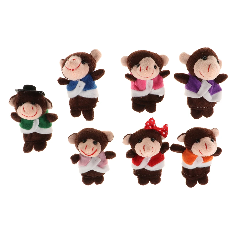 Finger Puppets Set, Five Little Monkeys Jumping on the Bed with Mommy Monkey and Doctor Monkey Plush Toys Finger Animal Toy