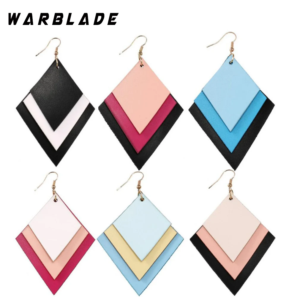 

2018 New Handmade Layered Flat Leather Earring For Women Bohemia Long Drop Dangle Earring Femme Statement Jewelry Party Gift