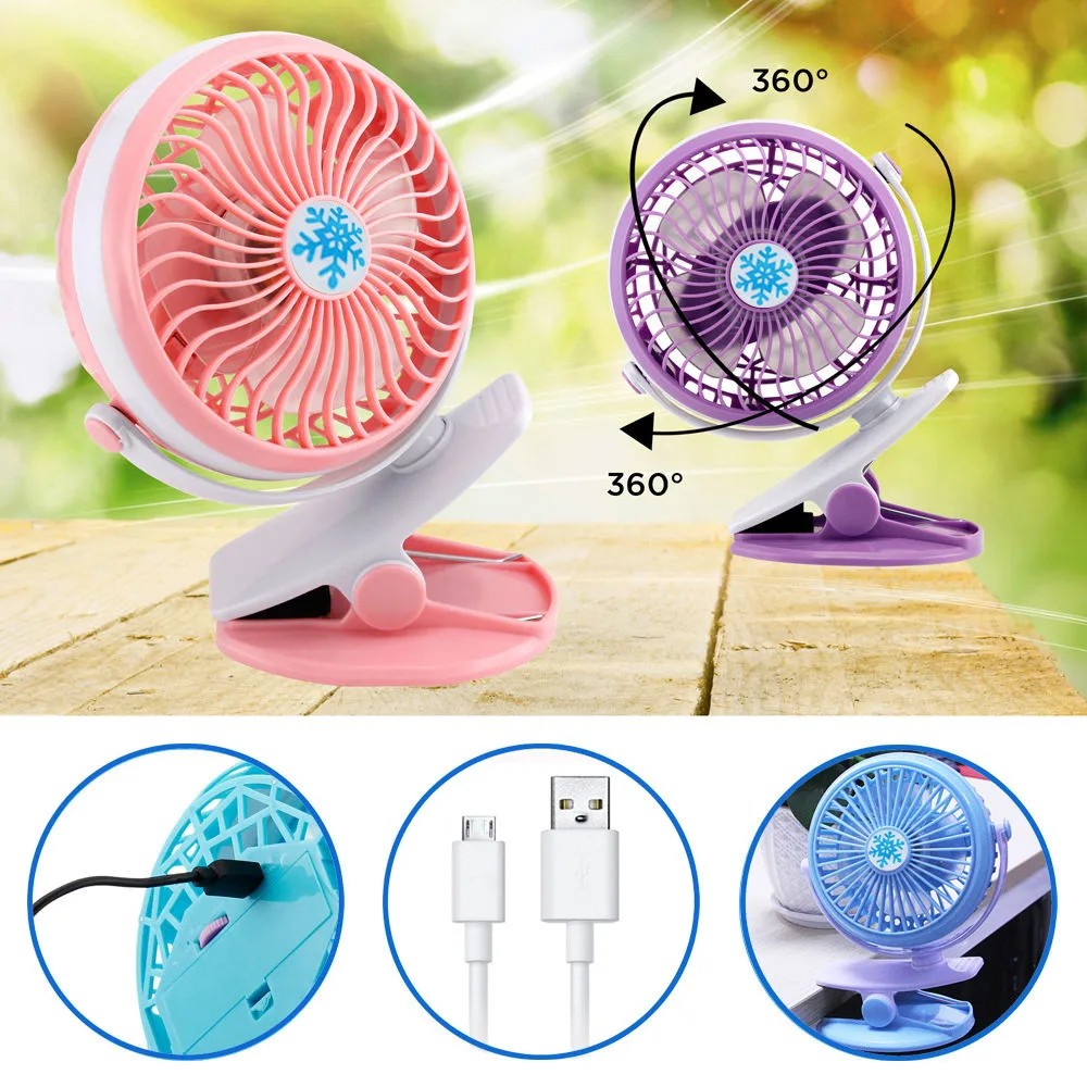 

Portable Mini Clip Fan Rechargeable Battery USB Desk Fan For Baby Stroller & Car USB Cooling Fan for child