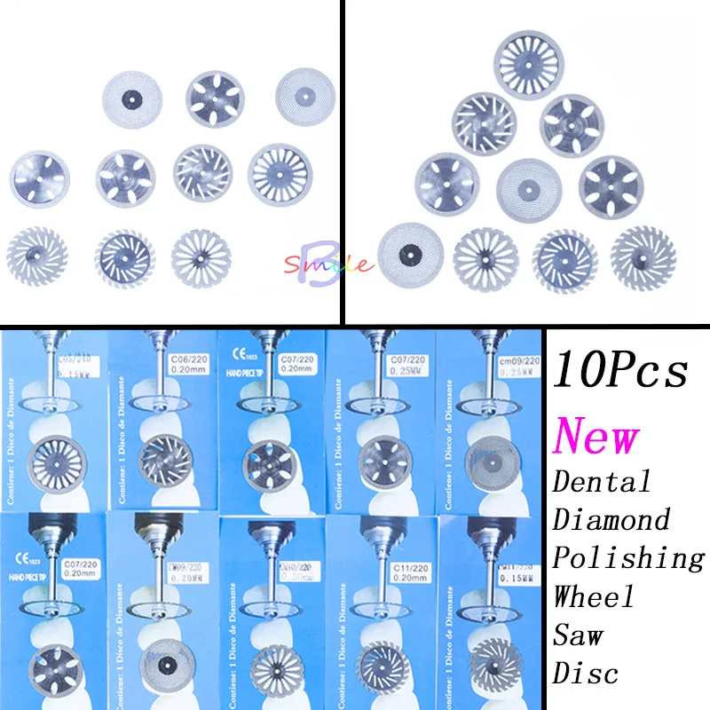 10pcs Dental Rotary Tool Diamond Polishing Wheel Saw Disc Ultrathin