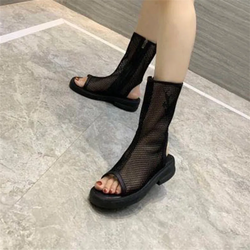 

New casual women's shoes summer leather mesh thick bottom classic Roman female sandals comfortable breathable wild flat shoes