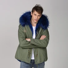 Зеленый модный короткий синий цвет мужская повседневная одежда из натурального меха енота толстовки короткий стиль Одежда