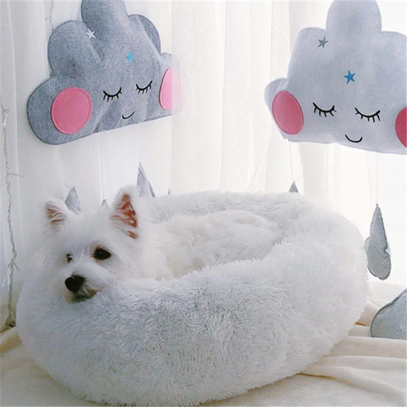 Круглая кровать для собаки Нескользящая моющаяся кошка щенок маленькая собака домик кровать зима теплый супер мягкий хлопок коврики диван для собаки чихуахуа кровать