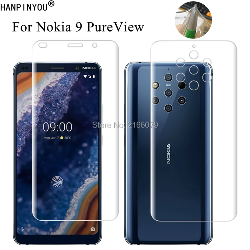 

For Nokia 9 PureView 5.99" Soft TPU Front Back Full Cover Screen Protector Transparent Protective Film + Tools (Not Glass)