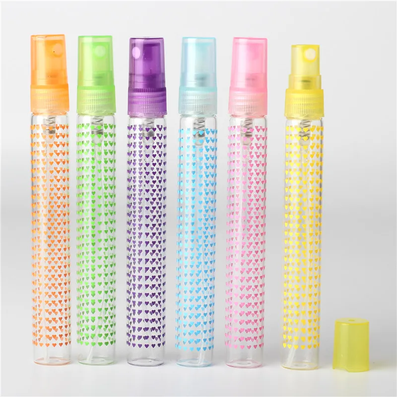 

1Pieces Printing Point 10 ML mini Spray Portable Amber Glass Refillable Perfume Bottle Empty Essential Oil Case With Plastic Cap
