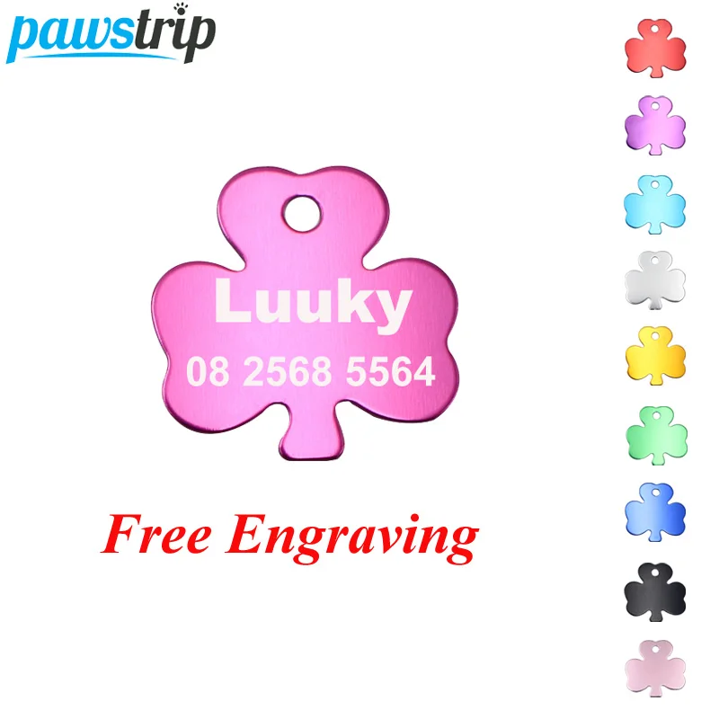 

pawstrip 2pcs/lot Customized Dog Tag Name Phone Aluminium Pet ID Tags Dog Collar Engraved Pet Tag Cat Collar 33*32mm