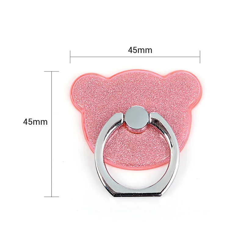 Turata 360 Degree Finger Ring Holder Bling Little Bear Mobile Phone Stand Holder Universal For Airpods iphone Samsung Huawei LG