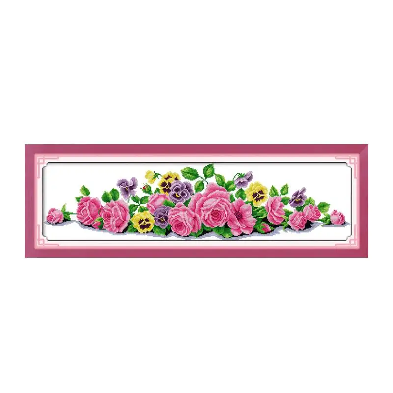 

Joy Sunday Rose Plant Flower Manual Manual 11CT 14CT Chinese Embroidered Cross stitch Kit diy Decorative paintings