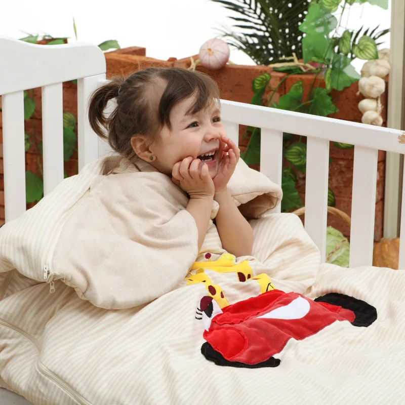 

Spring Autumn Winter Cotton Baby Sleeping Bag Embroidered Anti-kick Baby Kids Sleeping Bag With Filling 120*75cm
