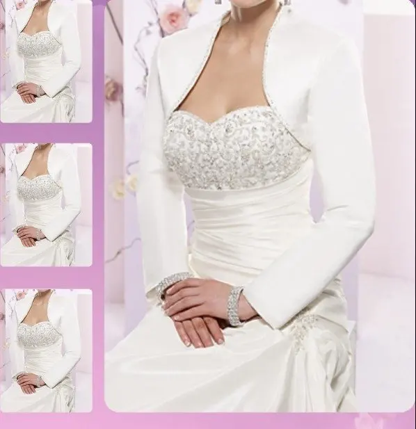 Made Elegant White Satin Bridal Wedding Jacket