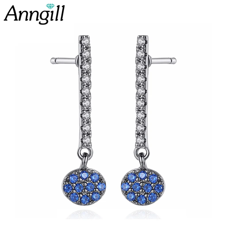 

Popular Fashion Blue Long Drop Earrings Female Copper Cubic Zirconia Brincos For Women Boho Wearing Occasion Party Jewellery