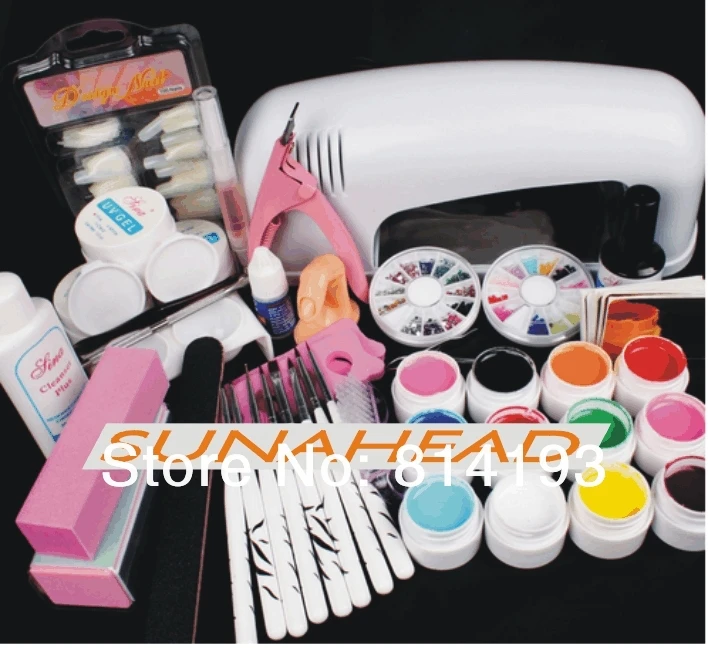 

Hot Pro 9W UV GEL White Lamp & 12 Color UV Gel Nail Art Tool Kits Sets