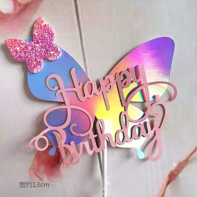 Biling красочные лазерные бабочки "с днем рождения" торт Топпер десерт украшение для дня рождения прекрасные подарки