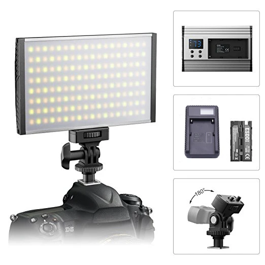 

LED Camera Camcorder Video Light Panel for Lighting in Studio or Outdoors 3200K to 5600K Variable Color Temperature Ultra Thin