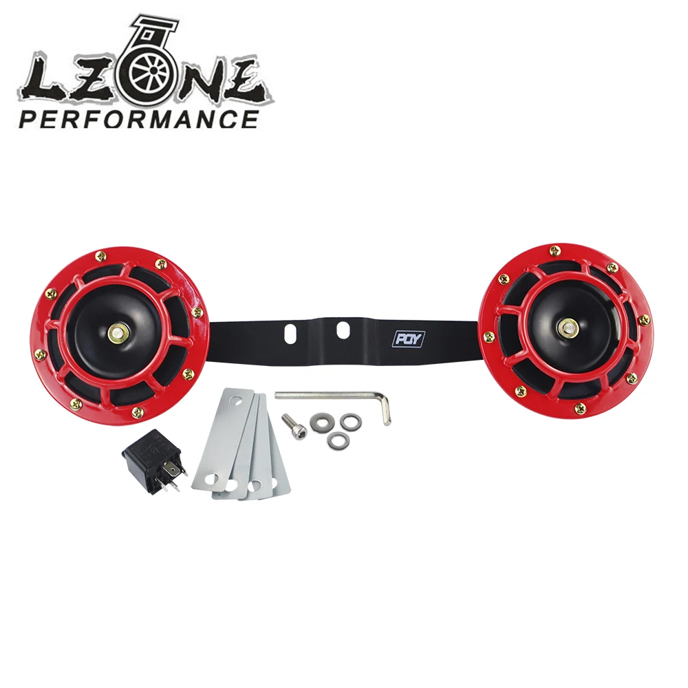 

LZONE - 2pcs 12v 115DB Super Loud Compact Electric Blast Tone Air Horn Kit with bracket For Motorcycle and Car LB31+DHB01