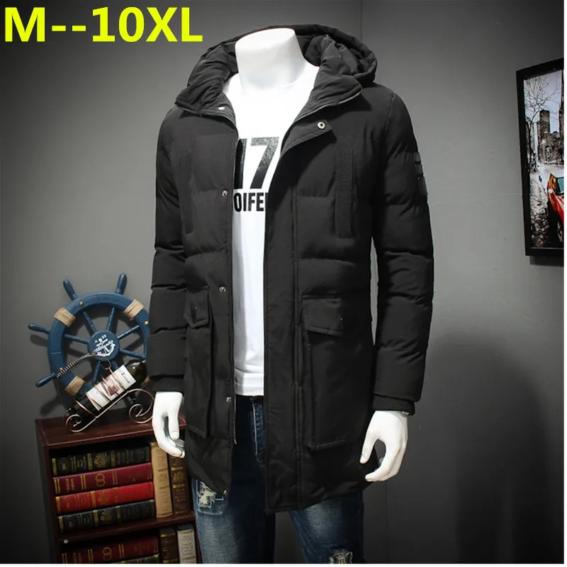 

PLUS 10XL 8XL 6XL 5XL 4XL Men's Winter Warm Jacket Solid Overcoat Hooded Length Sleeve Water washing Outwear Clothes male Parkas