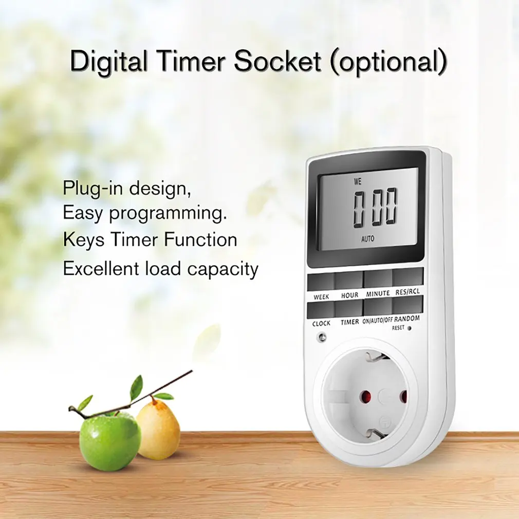 

Mini Digital LCD 230V 16A Timer Switch Socket Outlet Plug-in Time Control for Kitchen Electric Appliance EU Plug Programmable