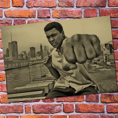 "Muhammad Ali" Винтажный Ретро плакат, крафт-бумага бумажные постеры для бара кафе украшение интерьера картина постер фильма - Цвет: Черный