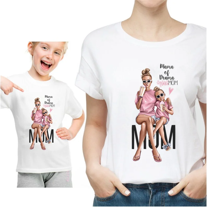 

Mother's Day Gift Mom/Daughter White Tshirt Parent-child Clothes Super Mom Lovely Short Sleeve Kid MOM Girl T shirt Tees,HKP3093