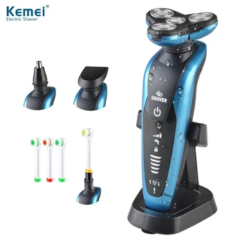 

4 in1 Washable Rechargeable Electric Shaver 4D head beard Electric Shaving Razors Men Face neck nose ear trimmer+toothbrush*4