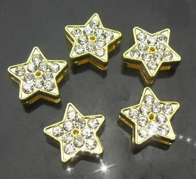 Оптовая продажа 8 мм цвет золотистый Star слайд очарование 100 шт./лот DIY Аксессуары подходят для брелки телефон полоски