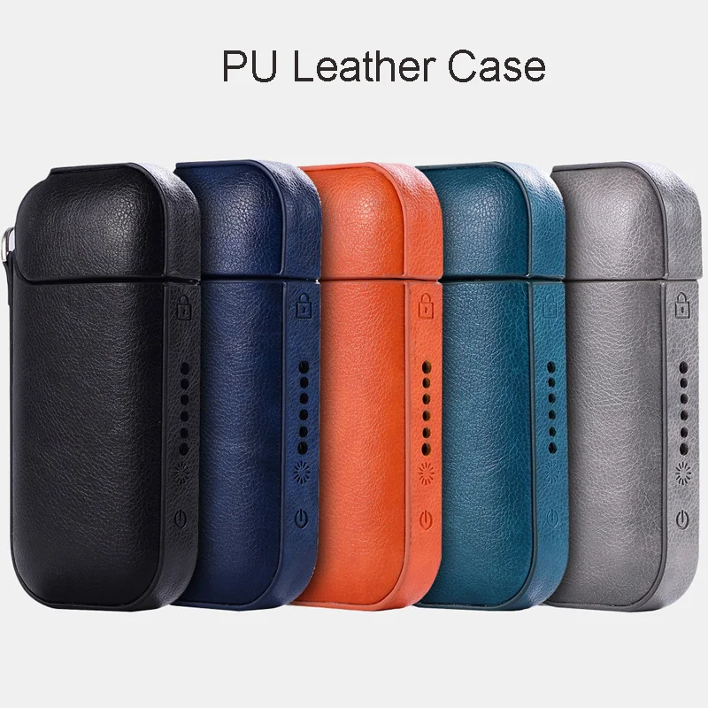 

Fashion Smooth PU Leather Carrying Case with lanyard For IQOS For IQOS 2.4 Plus II III Universal Cover Full Protective Case