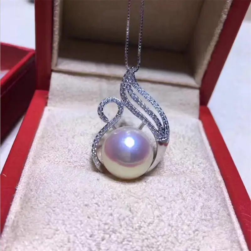 Luxury Natural Pearl S925 Sterling Silver Pendant 10-12mm Round Pearl Necklace Jewelry Fashion High-end Women Wedding Jewellery Luxury Natural Pearl S925 Sterling Silver Pendant 10-12mm Round Pearl Necklace Jewelry Fashion High-end Women Wedding Jewellery