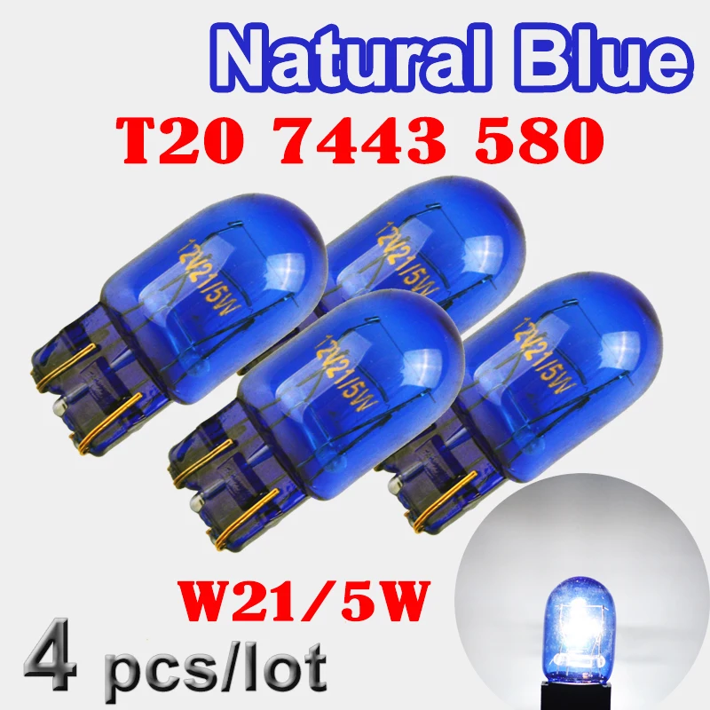 Flytop (4 шт./лот) 580 7443 W21/5W T20 натуральное голубое стекло XENON Super White 12V 21/5W W3x16q